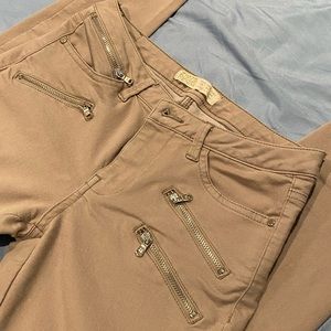 Khaki Jeggings with ankle zippers